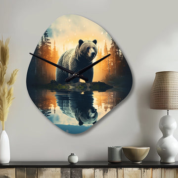 Double Exposure Bear Lens flare III - Asymmetric Metal Wall Clock